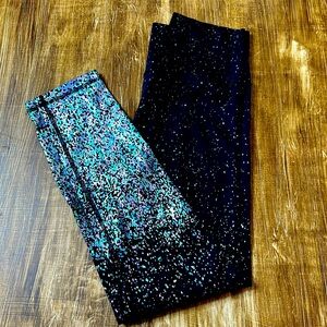 Zyia Brilliant Leggings Black Metallic Confetti size 8/10 EUC